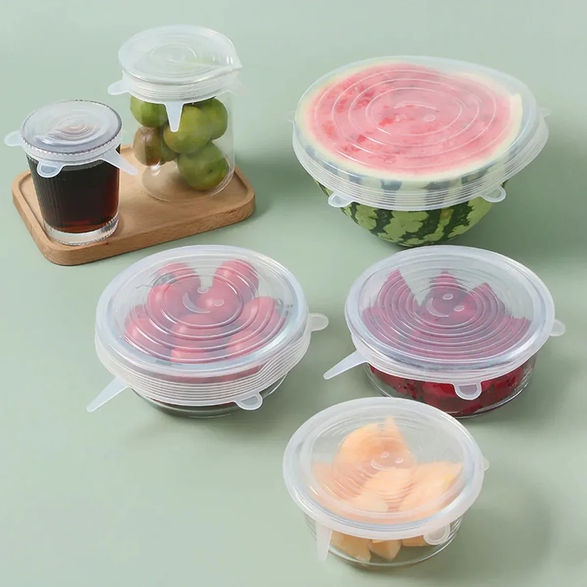 Multipurpose Silicone Food Covers- Reusable & Microwave Safe(pack of 6 lids) 🔥